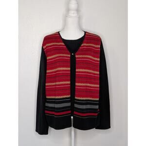 Sag Harbor Women's Solid Black Multicolor Round Neck Long Sleeve Sweater XL